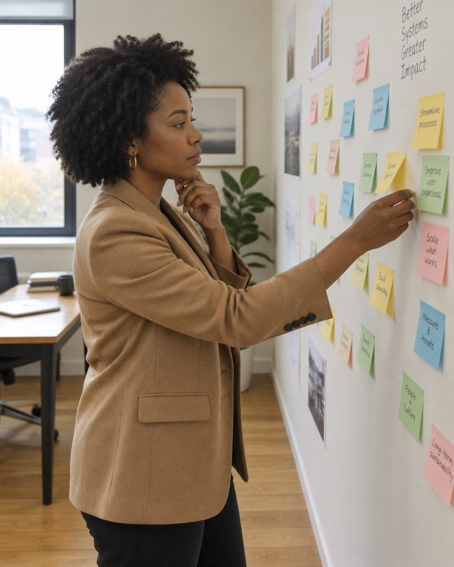 Des priorités cartographiées sur un mur de post-it
